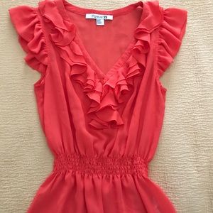 Forever 21 frilly orange blouse